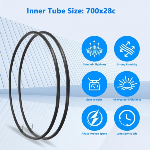 Lukasports 2Pcs 700x28c Tire, Road Bike Tires 700x28c and Inner Tubes, Folding Replacement Tires with 2PCS Tire levers, Tire Liners and Repair Tool, Puncture-Resistant Bicycle Tires  for City Road